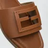Yellow, brown and black simple summer breathable flat sandals for women Application Scenario